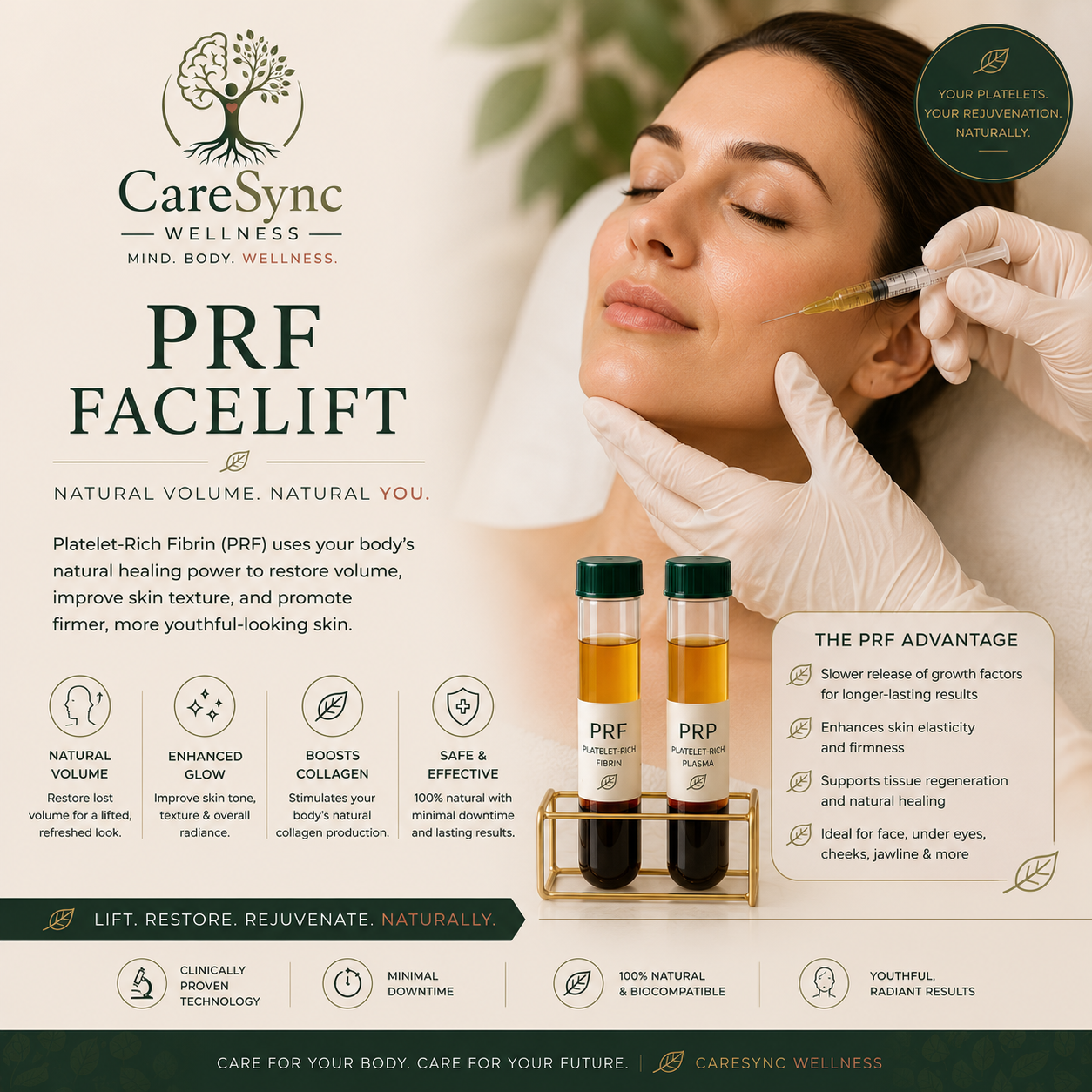 PRF facelift and natural facial rejuvenation treatment