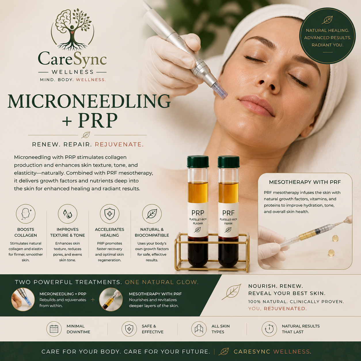 Microneedling with PRP and PRF mesotherapy